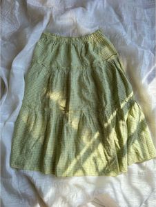 Green Gingham Tiered Mini-Skirt