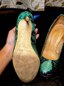 Green and Black Snake print Heels