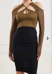 Olive Cutout Long Sleeve Top