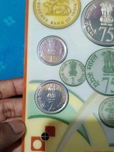 RBI Platinum Jubilee UNC Coin Set 75 Rs Silver