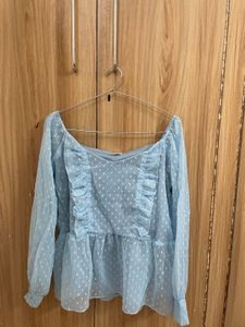 Blue Ruffle Top
