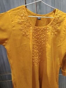 Mustard Kurta With Pant Set