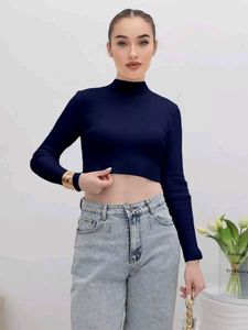 Stylish H&amp;M Navy Blue Sweater Crop Top👗✨