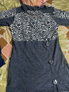 Zebra Print Casual T-Shirt Dress