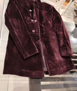 Miss forever Women Burgundy Velvet Coat