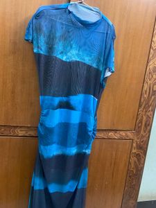 shein blue abstract dress