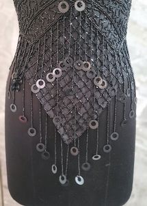 Black Hand Embroidered With Fringes Butterfly Top