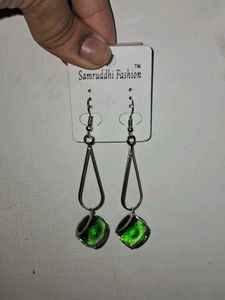 Green Teardrop Dangle Earrings