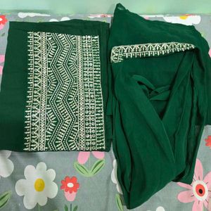 Green Embroidered Kurta plazo dupatta Set