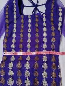 Purple Embellished Kurti Set(Bust-32)