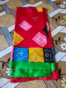 Red Bandhani Saree