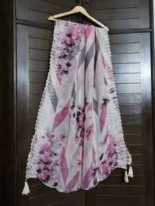 Pink Floral Embroidered Printed Silk Kurta Set