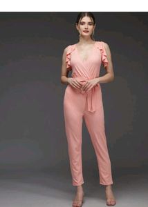 Elegant Pink Ruffle Jumpsuit