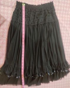 Black Lace Trim Layered Skirt