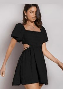 Chic Black Mini Dress - Cutout Detail