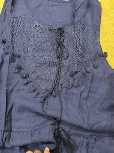 Short Embroidered Dress With Tassels