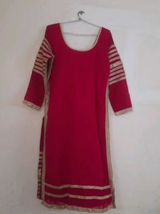 Designer Piece Pink &amp; Gold Embroidered Kurta Set