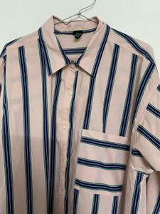 Striped Button-Down oversized women shirt