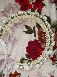 White Pearl tiara Crown With Matching Bracelet