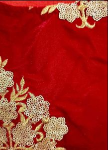 Designer Red Velvet Embroidered Blouse