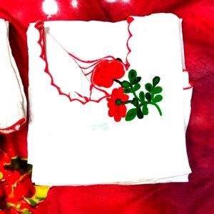 Red Flowral Kurta Set With Beautiful Embroidery 😍
