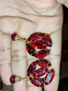 Red Beaded Statement Necklace Choker