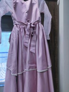 Pink Satin Frock For Girls