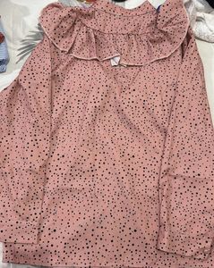Cute Pink Polka Dot Frill Top