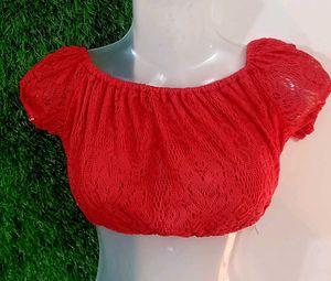 Red Lace Crop Top