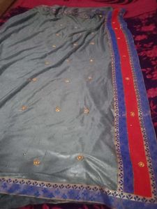 Elegant Grey Saree with Embellishments