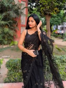 Elegant Black Net Saree