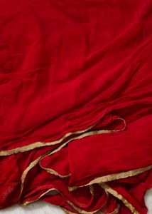 Red saree with stitched blouse