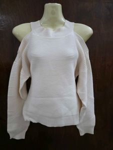 beige cold shoulder top