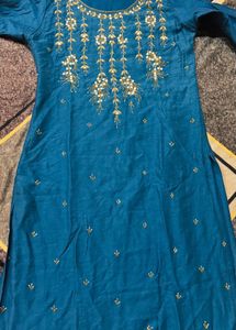 Elegant Teal Embroidered Suit