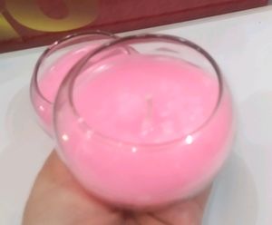 Beautiful Light Pink Scented Glass Candle