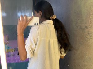 White textured button-down shirt