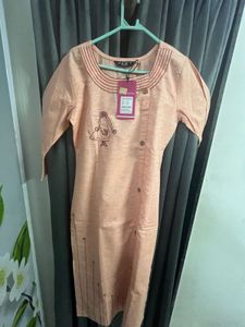 Peach Embroidered Kurti