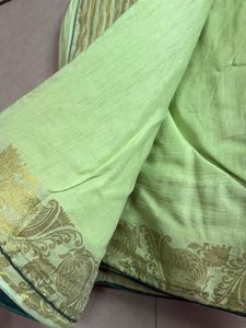 Lime Green Saree with Gold Detail