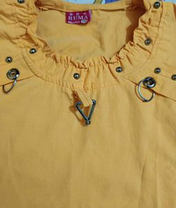 Casual 3/4 Sleeve Solid Women Yellow Top
