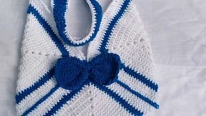 Striped Crochet Tote Bag