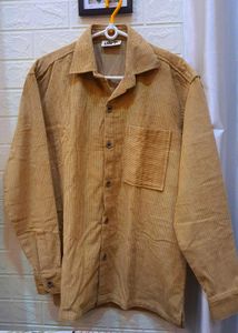 Corduroy Button-Up Beige Shirt