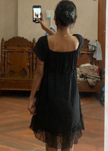 Vintage-Inspired Black Babydoll Dress