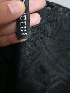 Black Textured Long Sleeve Top