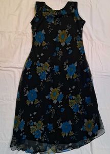 Floral Printed Dark Blue Churidar Set