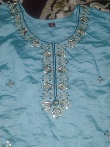 Teal Embellished pant Suit set