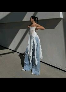Ruffled Wide Leg Jeans
