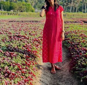 Red Patterned A Line Top