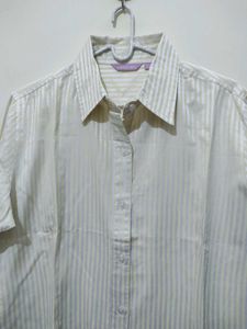 Auburn Hill Yellow Silver Striped Formal Shirt