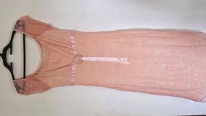 Pintresty Peach Lace Midi Dress