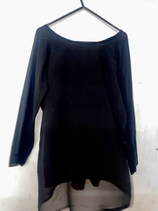 Black Sheer Top With Stitched Black Inner